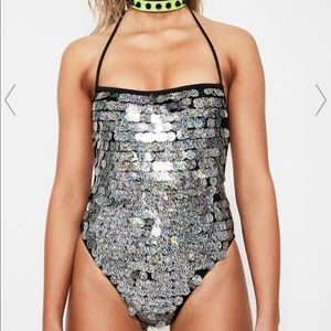 ZEBRA DISC SEQUIN SWIMSUIT
